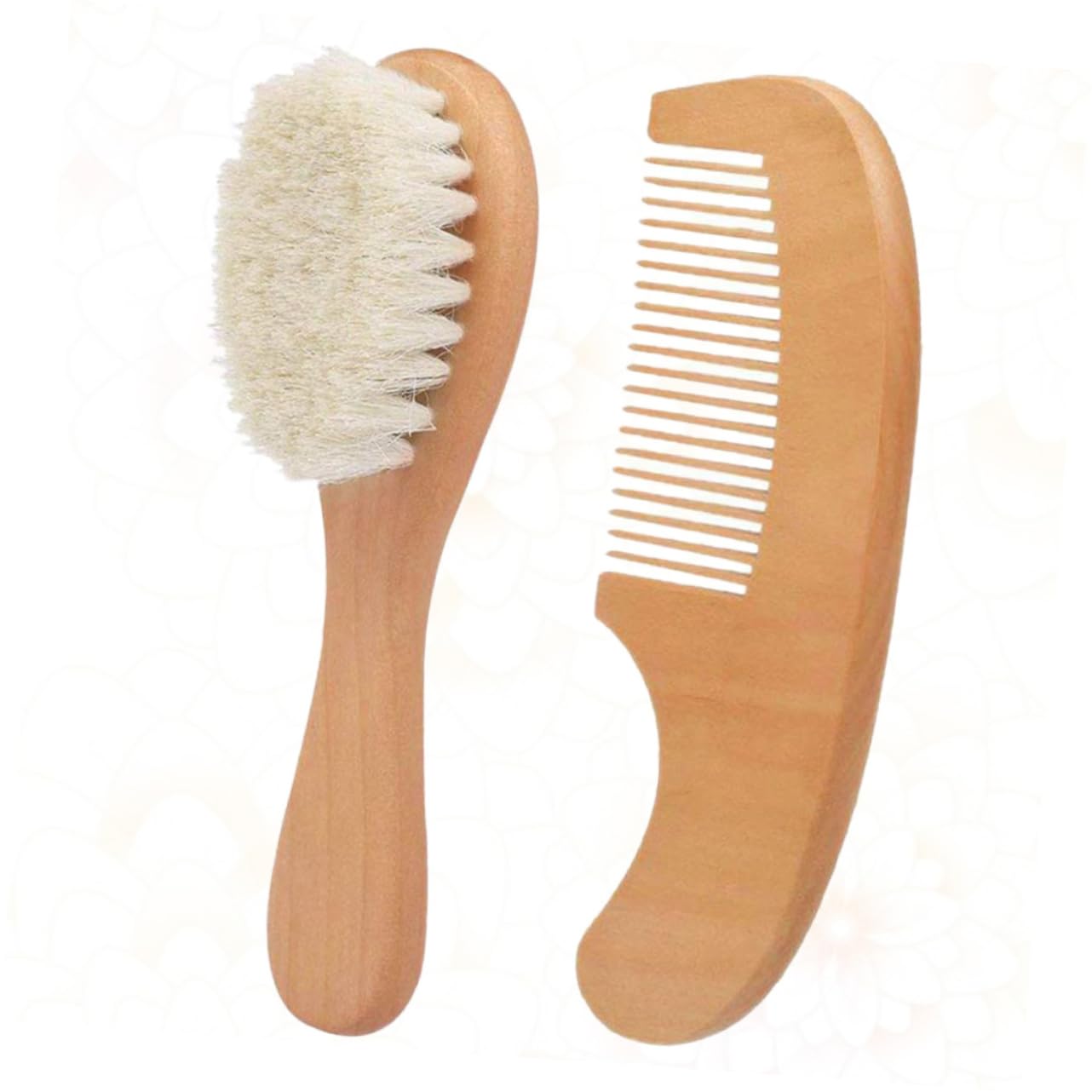 Set di 2 pettini in Legno e Spazzola da Bagno, Pettine Delicato per Neonati con setole morbide, Pratico Kit per la Cura dei Capelli per Uso Domestico