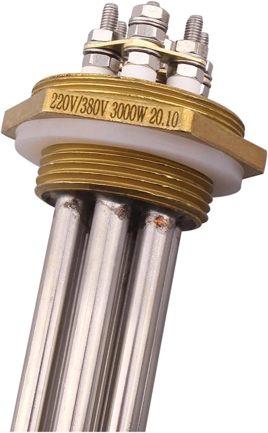 fengpeng Water Tank Heater 220V/380V Boiler Heating Element DN32 Tubular Electric 2KW 3KW 4.5KW 6KW 3750W SUS304(Silver,380V_2KW)