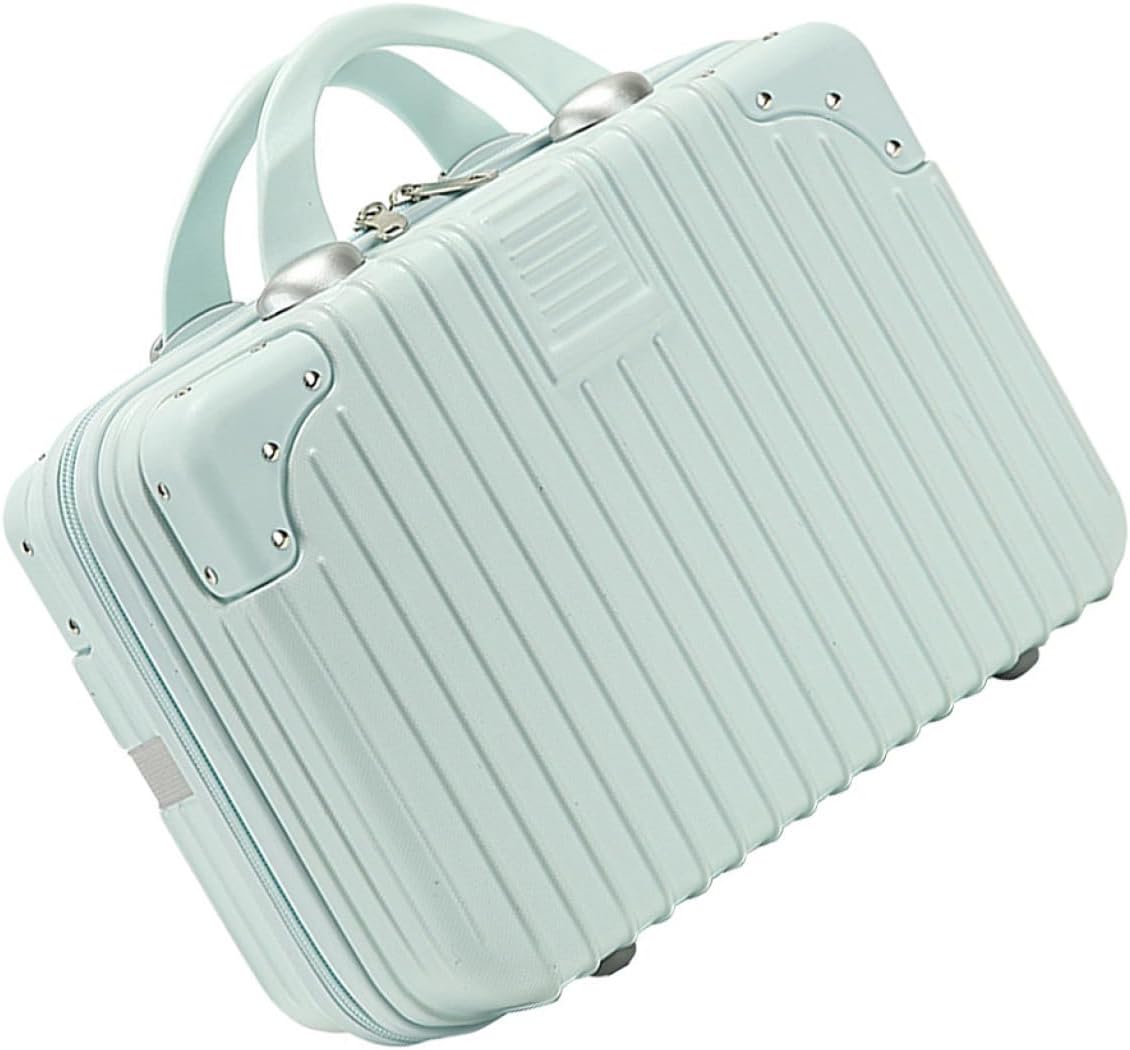 STAHAD Portable Cosmetic Train Case Makeup Storage Organizer Mint Green Travel Makeup Box with Handle and Wide-open Design for Women