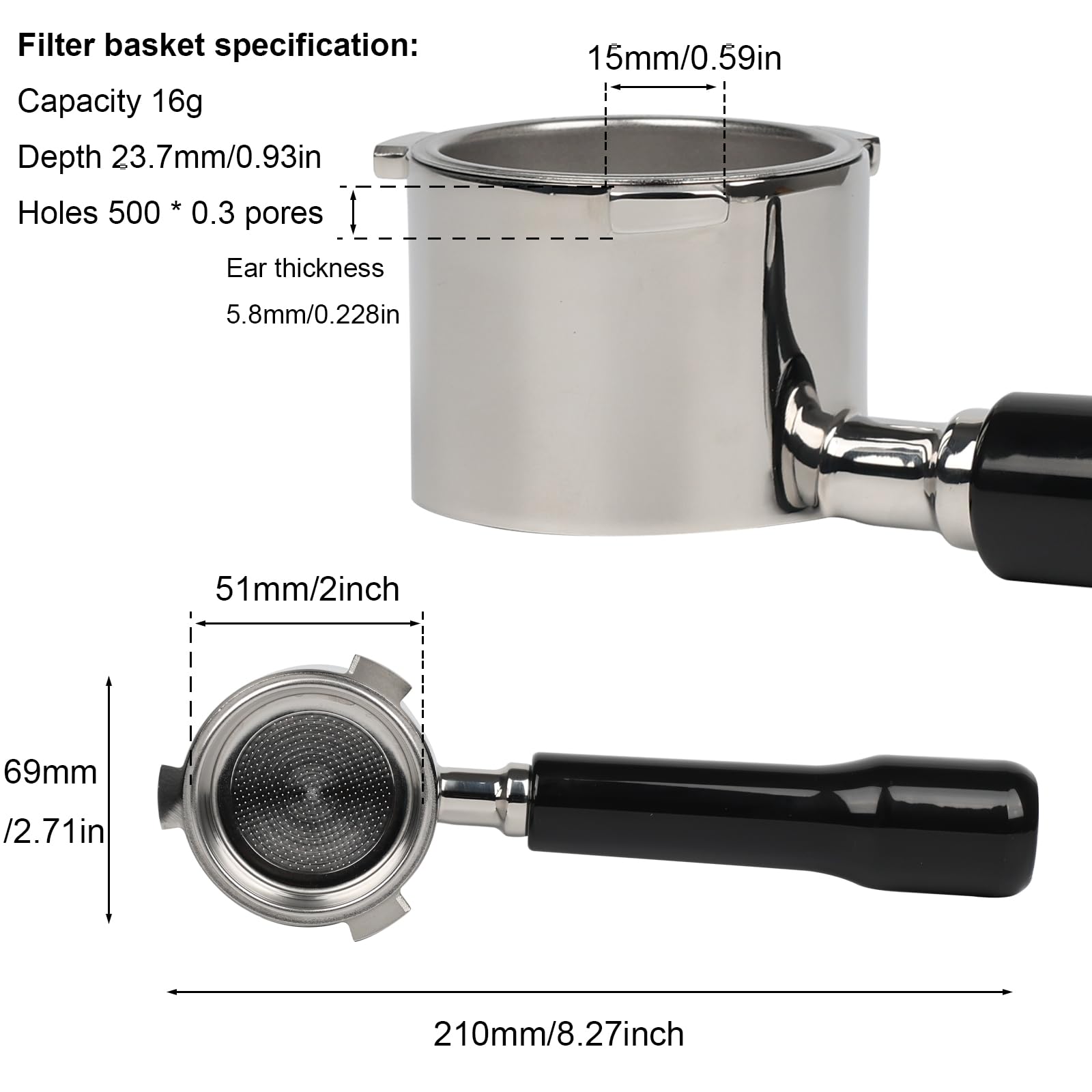 Amazon | CAPFEI 51mm ボトムレスポルタフィルター De'Longhi La