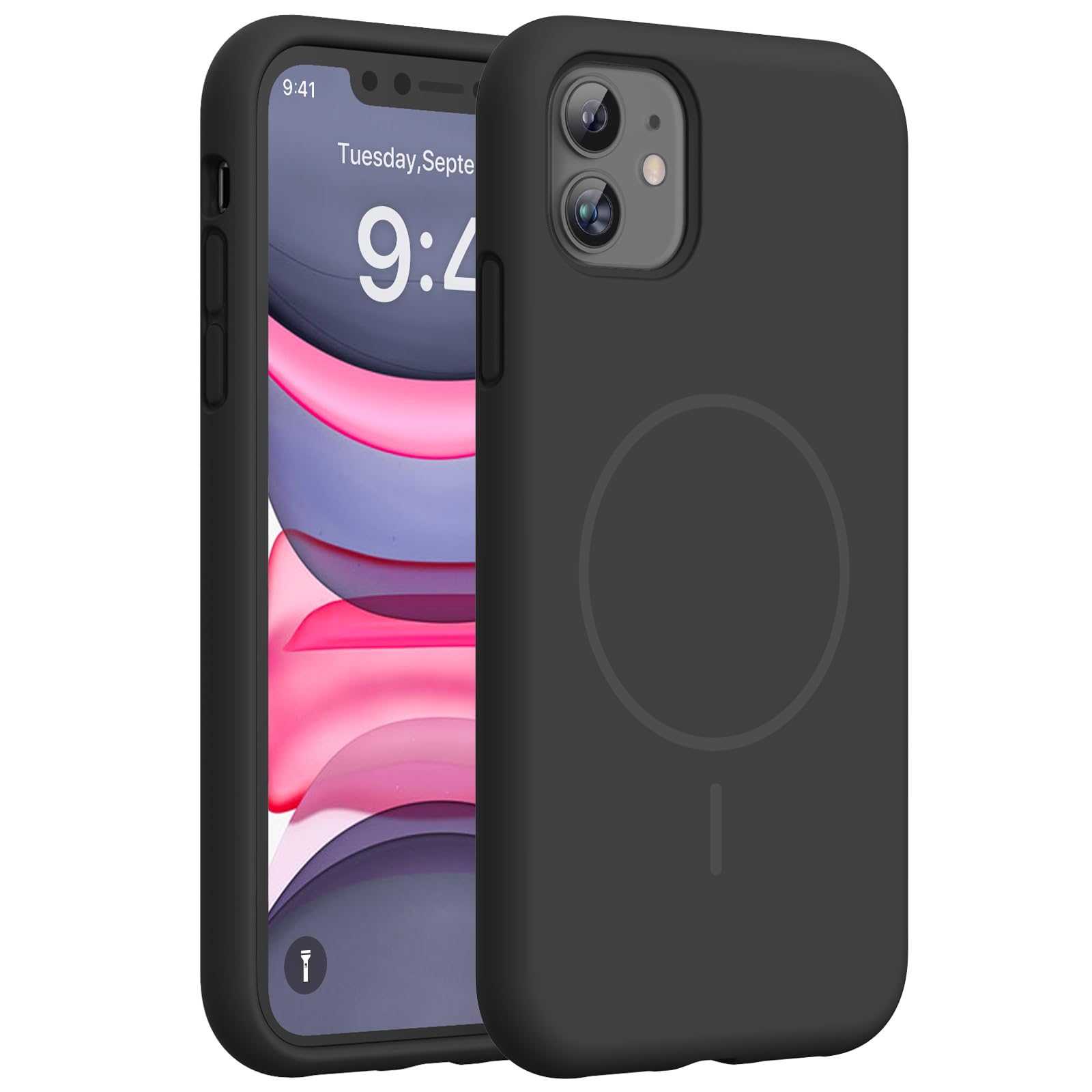 Miracase Silicone &amp; Magnetic for iPhone 11 Phone Case, Dark Black