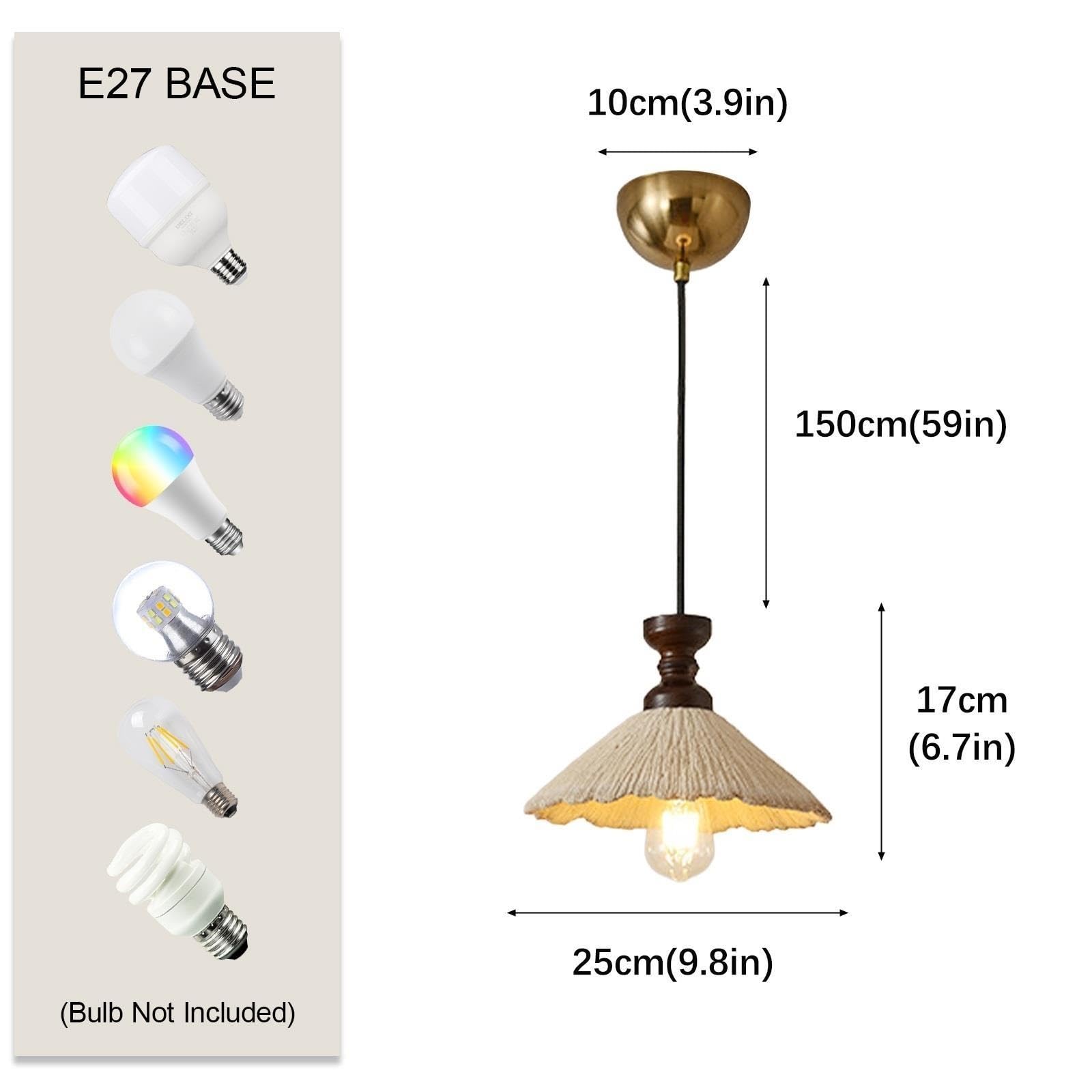 Jadssox Nowoczesna betonowa wisząca lampa sufitowa z jasnego drewna