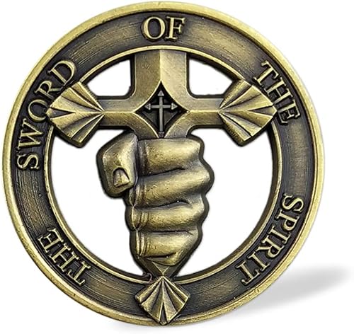 Miniatura 2 de Espada del Espíritu Moneda WAR Salmo 144:1, Quien entrena mis manos para la guerra Desafío Moneda Artesanía