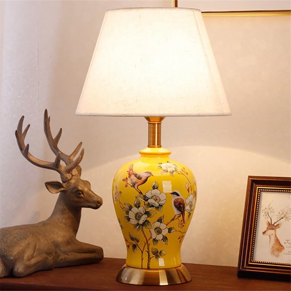 Contemporary Flowers and Birds Ceramics Table Lamp The American Village Living Room Bedroom Study Villa Hotel Bedside Desk Lamp (Style 30)