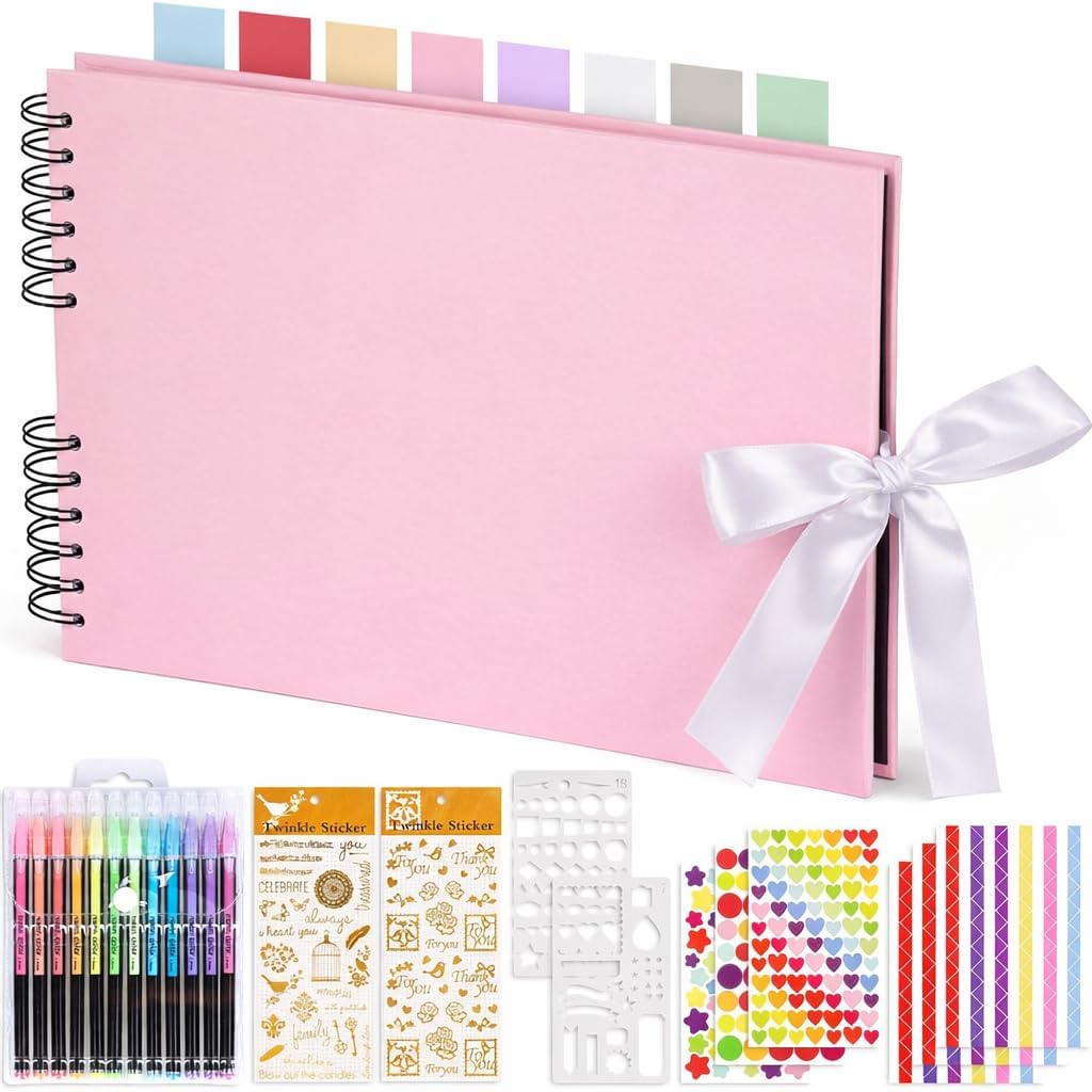 KASZOO Fotoalbum, Fotoalbum zum Selbstgestalten, DIY Fotobuch 80 Seiten, Kann als Abschluss Geschenk, Geburtstagsgeschenk, Hochzeitstagsgeschenk, Valentinstagsgeschenk und verwendet werden, Rosa