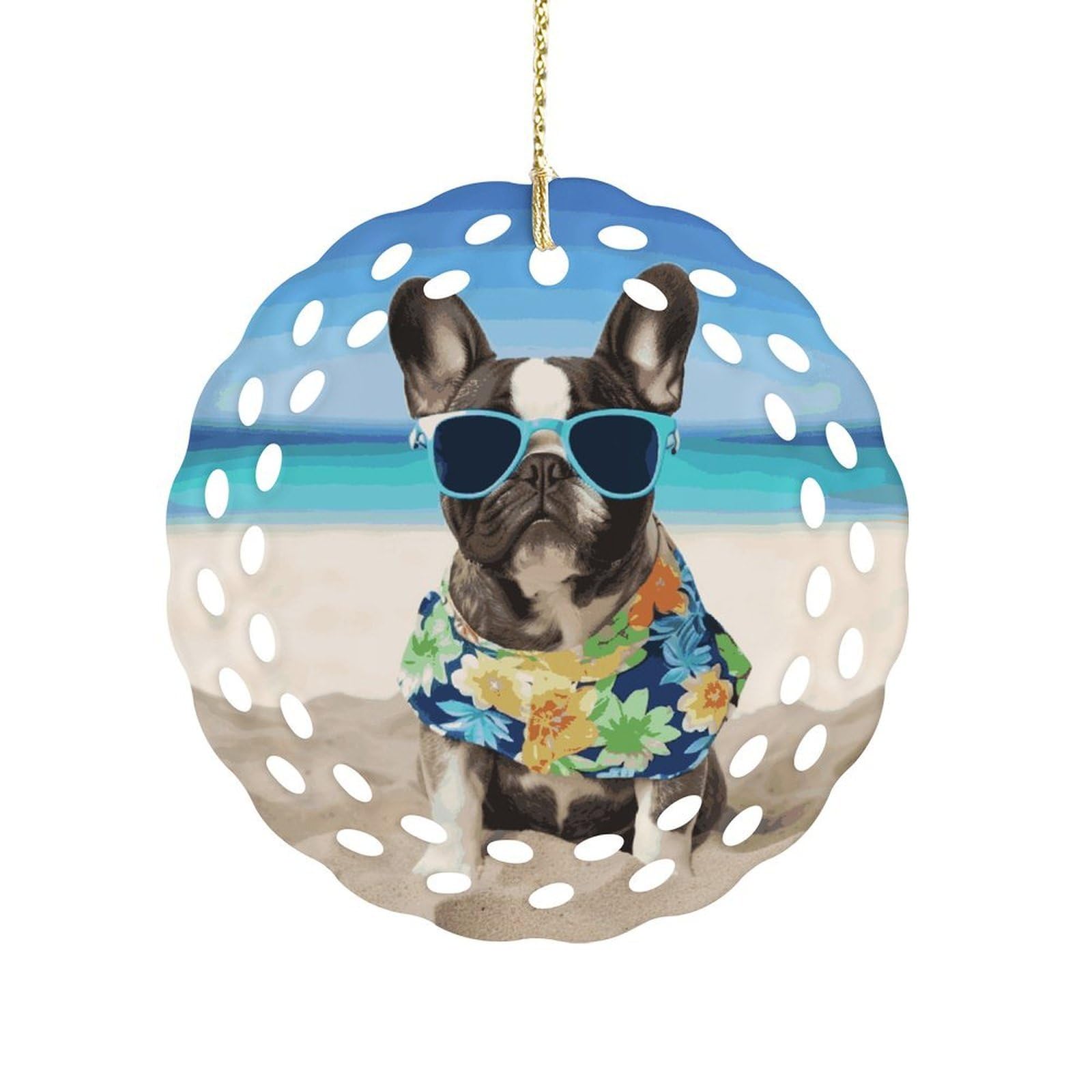 Fekiloot Women's Style French Bulldog Summer Ceramic Ornaments 3 Inch Round,Holiday Keepsake For ,Girls,Pet Owners,Hanging Ornament Gifts Idea For Home