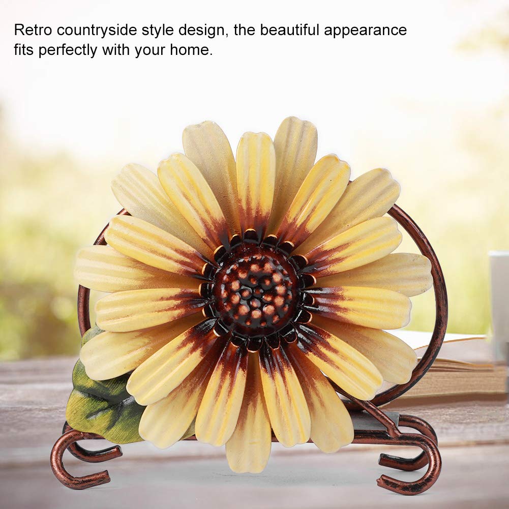 Alvinlite Sunflower Napkin Holder for Table, Fall Napkin Holder, Iron Cute Napkin Holder, Farmhouse Cocktail Picnic Bar Rustic Wood Holders for Paper Mail Bills for Indoor & Outdoor Use