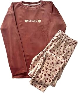 بيجامة شتوي بسيط وأنيق من القطيفة الناعمة – One Size