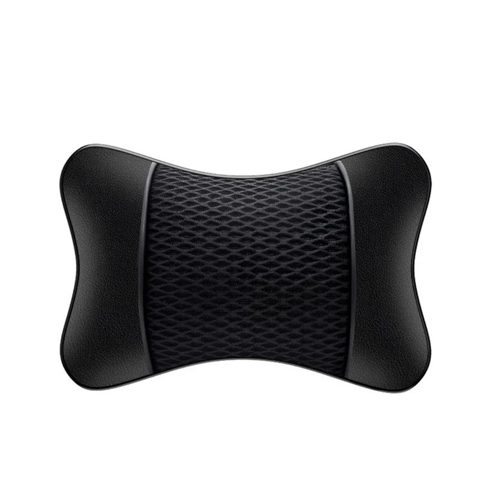 POAWUDJA Car Pillow Leather Knitted Car Pillow Headrest Neck Rest Cushion Support Seat Accessories Auto Black Safety Removable Cover(Black)