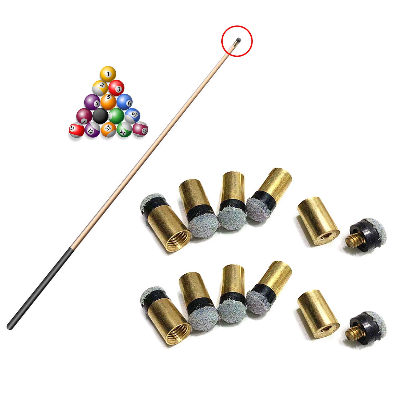 LEYILE 10Pcs Snooker Cue Tips with Cue Stick Ferrules Billiards Cue Pool Tip Replacement Coppers PU Leather Snooker Pool Cue Tip