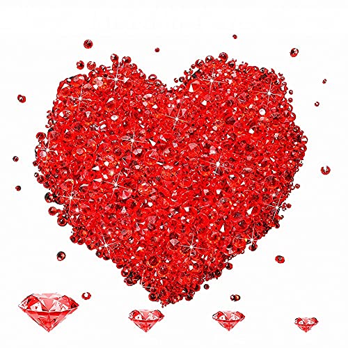 Oikabio 7000 gemme brillanti in acrilico da spargere in 4 misure, per riempire vasi, Natale, feste di nozze, colore: rosso
