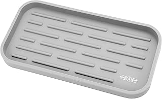 Organisateur d'évier en silicone | Lave-vaisselle à poser | Tampon antibactérien en silicone | Plateau d'organisation de la cuisine | Évier caddy | M&W (Gris)