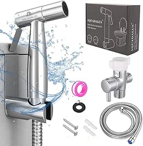 Aquadalus? Handheld Bidet Toilet Sprayer, Version 2.0 Stainless Steel Bathroom Bidet Sprayer Set, Brush Nickel Finish,Wall or Toilet Mount