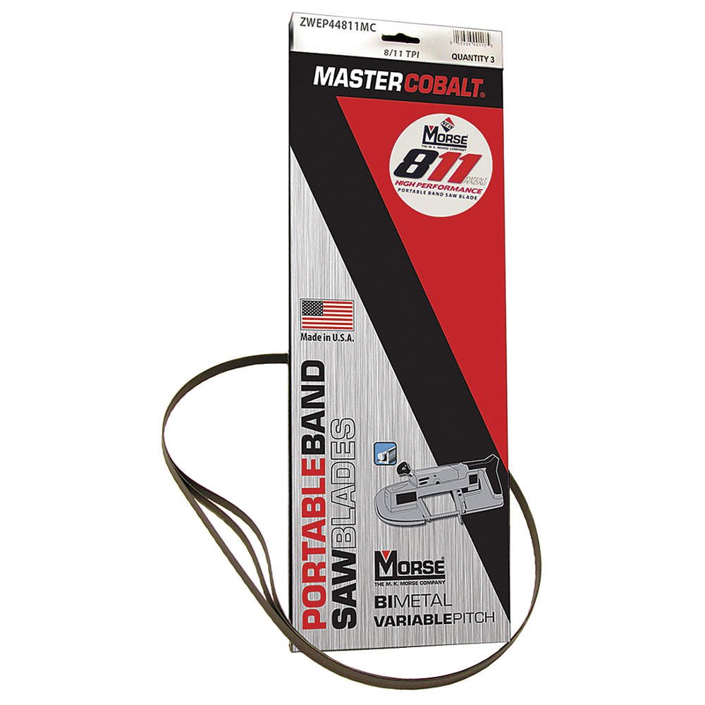 MK Morse ZWEP44811MC High Performance Portable Band Saw Blade, 44-7/8-Inch X 1/2-Inch X .020-Inch 8/11 TPI, 3-Pack