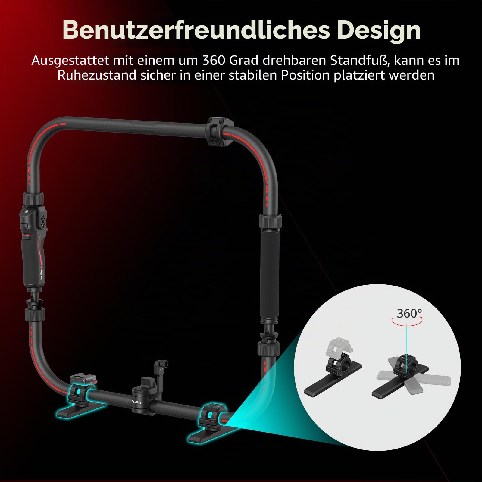 SMALLRIG Stabilisator Handringgriff für DJI RS 2 / RS 3 Pro/RS 4 / RS 4 Pro/RS 5 Gimbal, unterstützt Diverse Steuerungsmöglichkeiten, integriertes, faltbares Design, max. Traglast 8 kg - 4328