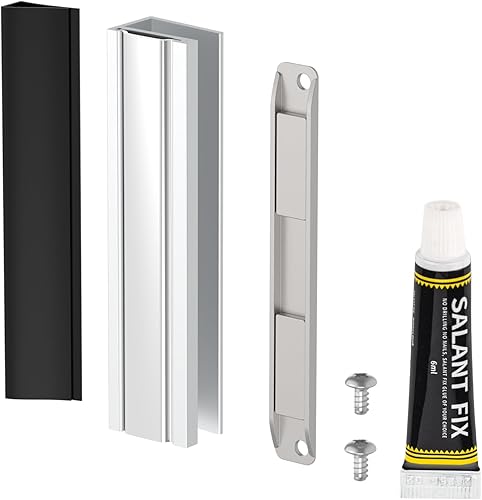 Miniatura 23 de Imán para puerta de ducha, marco de puerta de canal en U con policarbonato transparente e imán para puertas de ducha de vidrio oscilante de 3/8