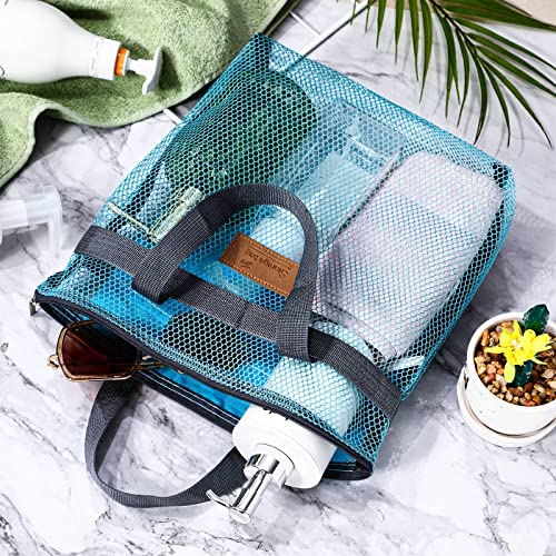 Tudomro-5-Pcs-Mesh-Shower-Caddy-Portable-Shower-Bag-Bulk-Quick-Dry-Tote-Bag-Lightweight-Hanging-Toiletry-Bath-Organizer-for-College-Dorm-Gym-Swimming-Beach-Travel-Games-Sports-Gray-Handle