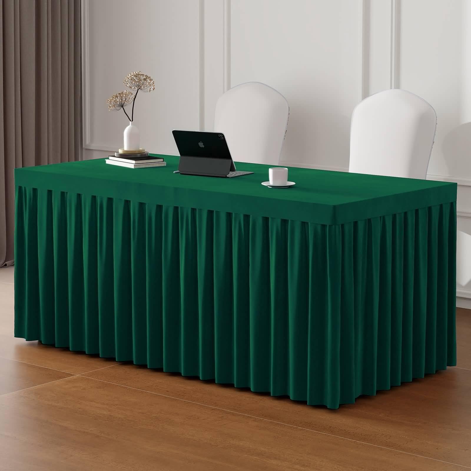 Rechteckige Tischdecke Grün 60 x 140 cm, Samt Einfarbig, Tischdekoration Wohnzimmer