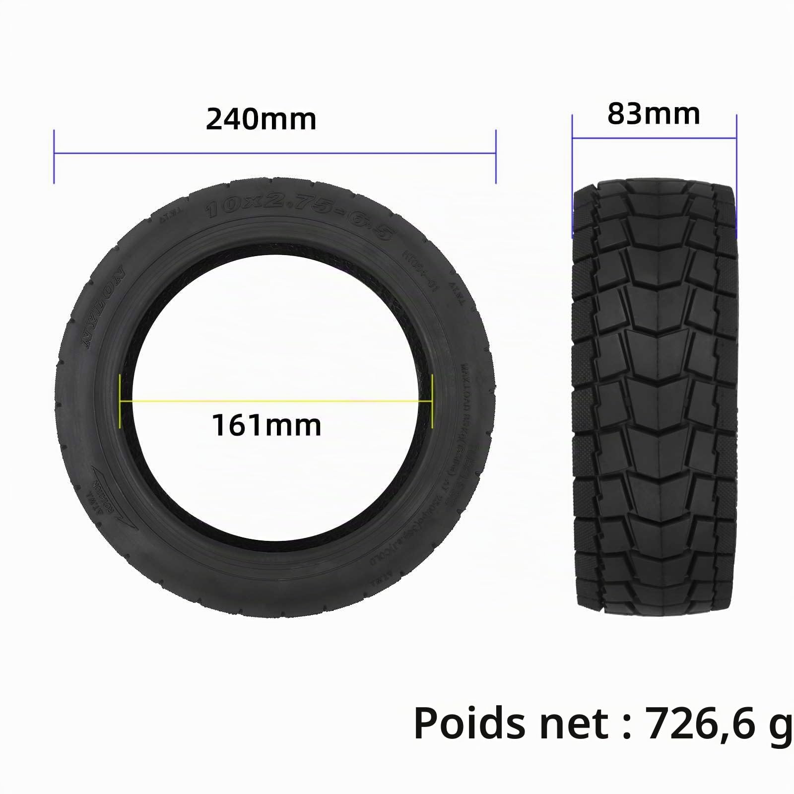 10x2,75-6,5 Pneu Sans Chambre à Air pour KuKirin G3, KuKirin G2 Master, Speedway 5, Dualtron 3, Hover-1 Alpha, Gotrax G4 - Pneu Tubeless Antidérapant et Anti-Crevaison