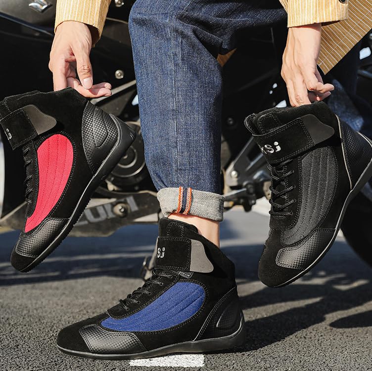 Atmungsaktive Fahrradschuhe (38–46), Anti-Fall-/Anti-Kollisions-Motorradschuhe, Rutschfeste Straßenrennschuhe Für Den Außenbereich, Ganzjahres-Offroad-Motorradstiefel,Black-46