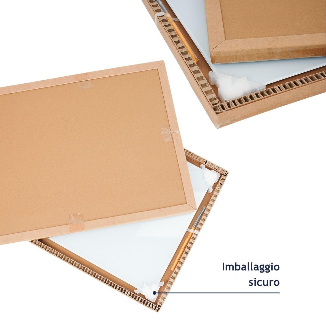Danieli | Lavagna Magnetica da Parete in Vetro Bianca - Lavagna scrivibile, cancellabile e magnetica, perfetta da appendere in Ufficio - 90x120 centimetri