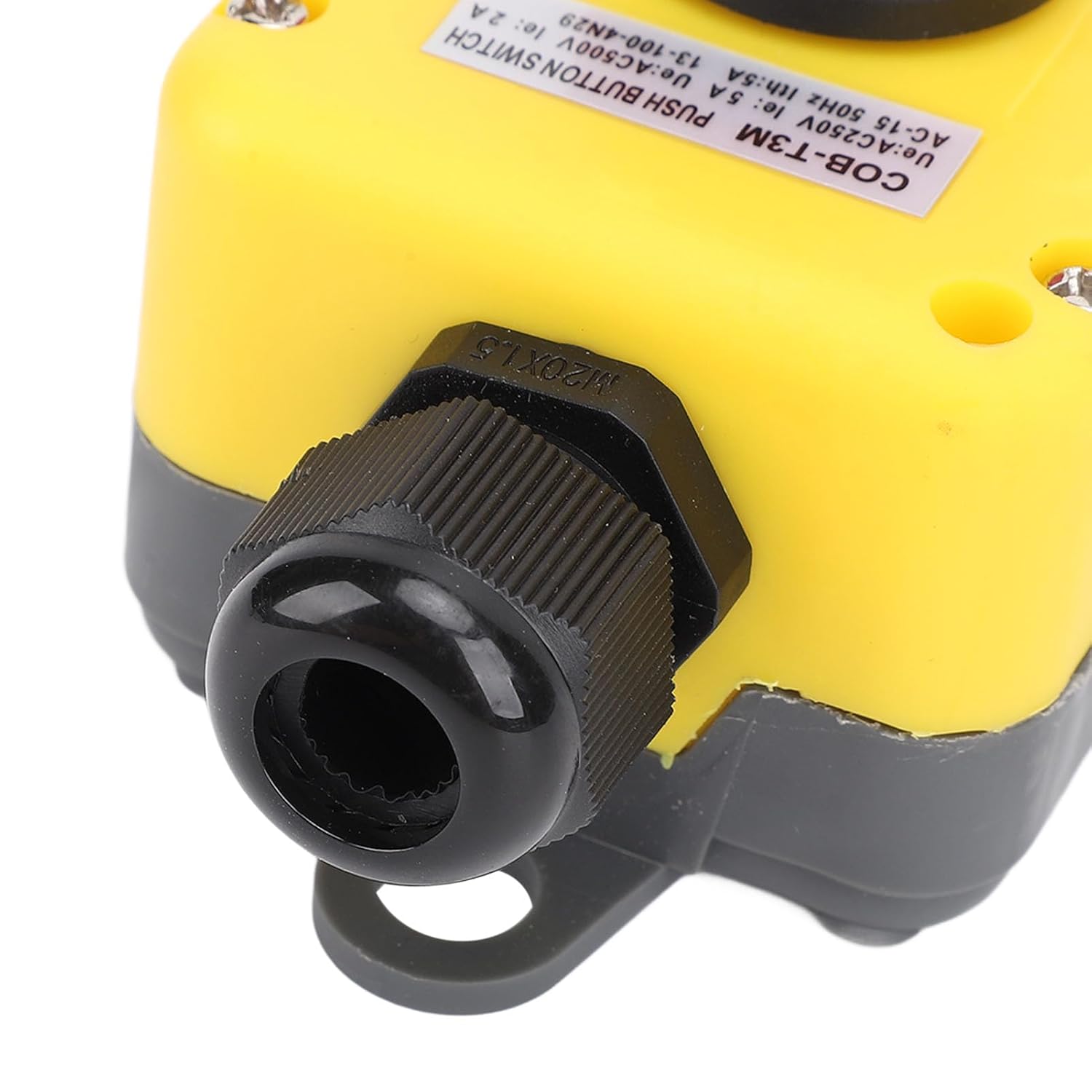 Hoist Crane Push Button Switch, 3 Keys Rainproof Crane Pendant Control Station UP Down Hoist Push Button Switch with M20 x 1.5 Water Proof Connector, Emergency Stop