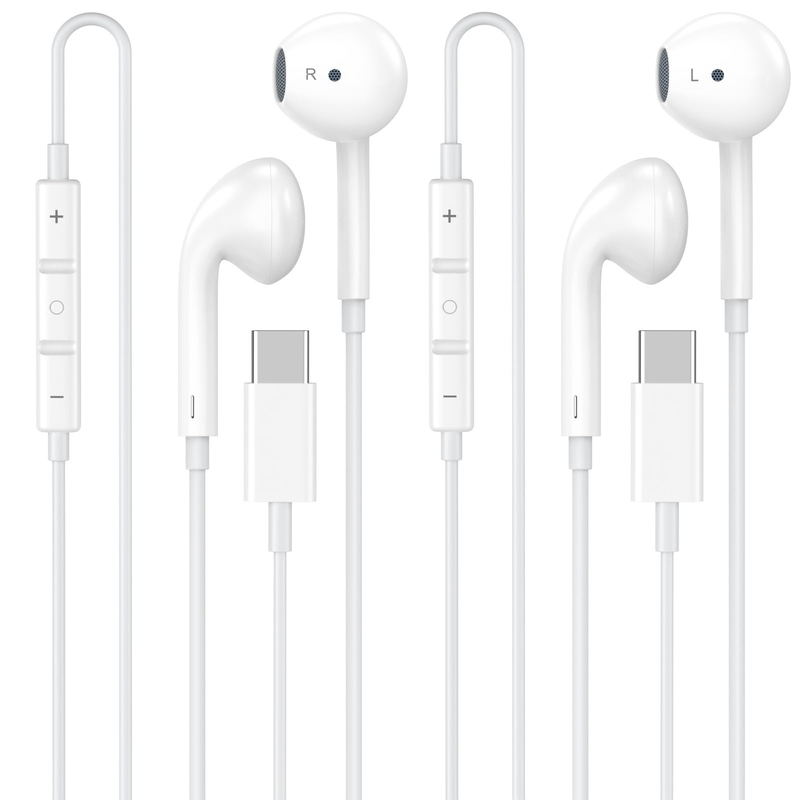 Apple MFi Certified USB C Headphones for iPhone 17 16 15 2 Pack Wired Headphones USB C with