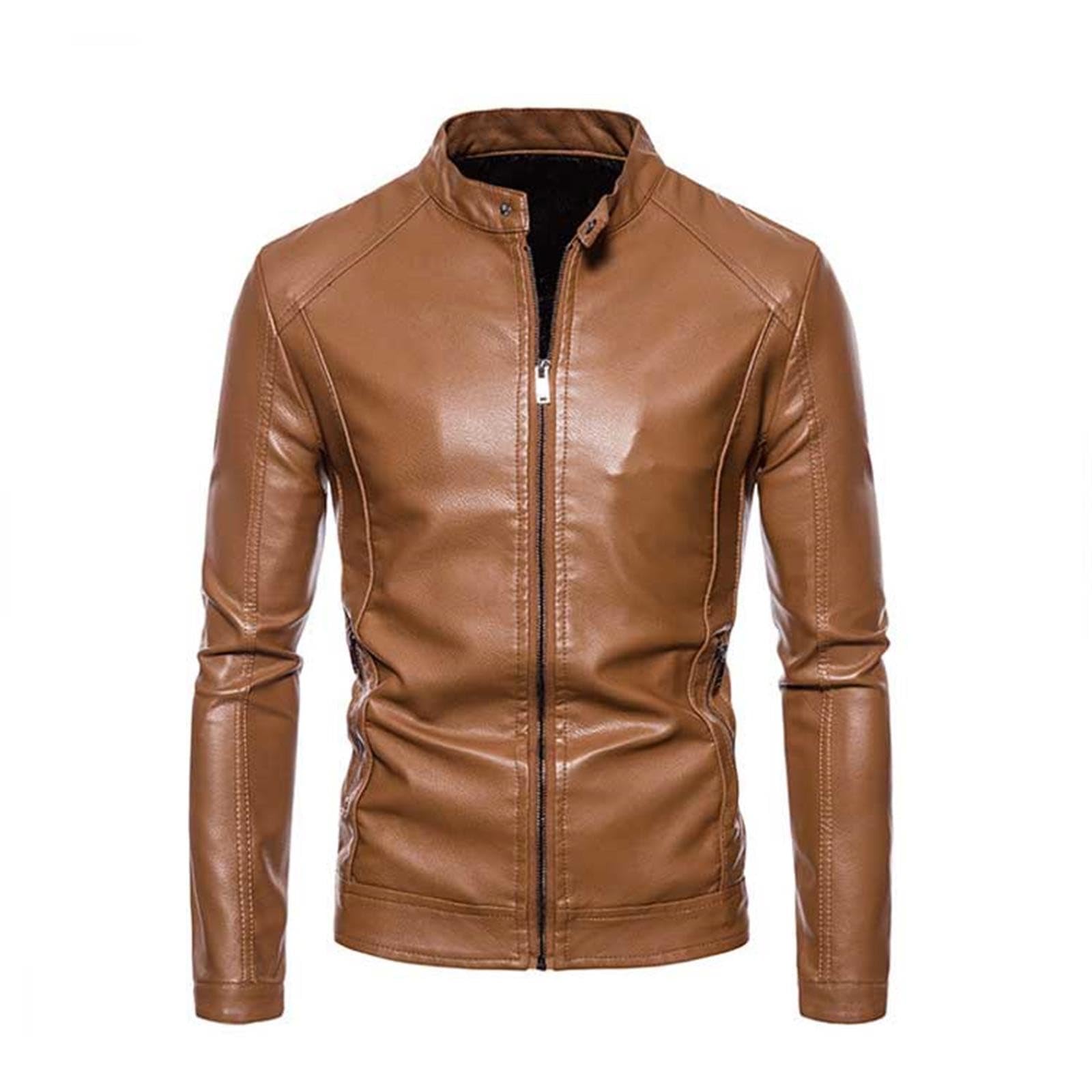 Generisch Leichte Sommerjacke Herren Lederjacke Slim Fit Border Winter Motorrad Freizeitjacke