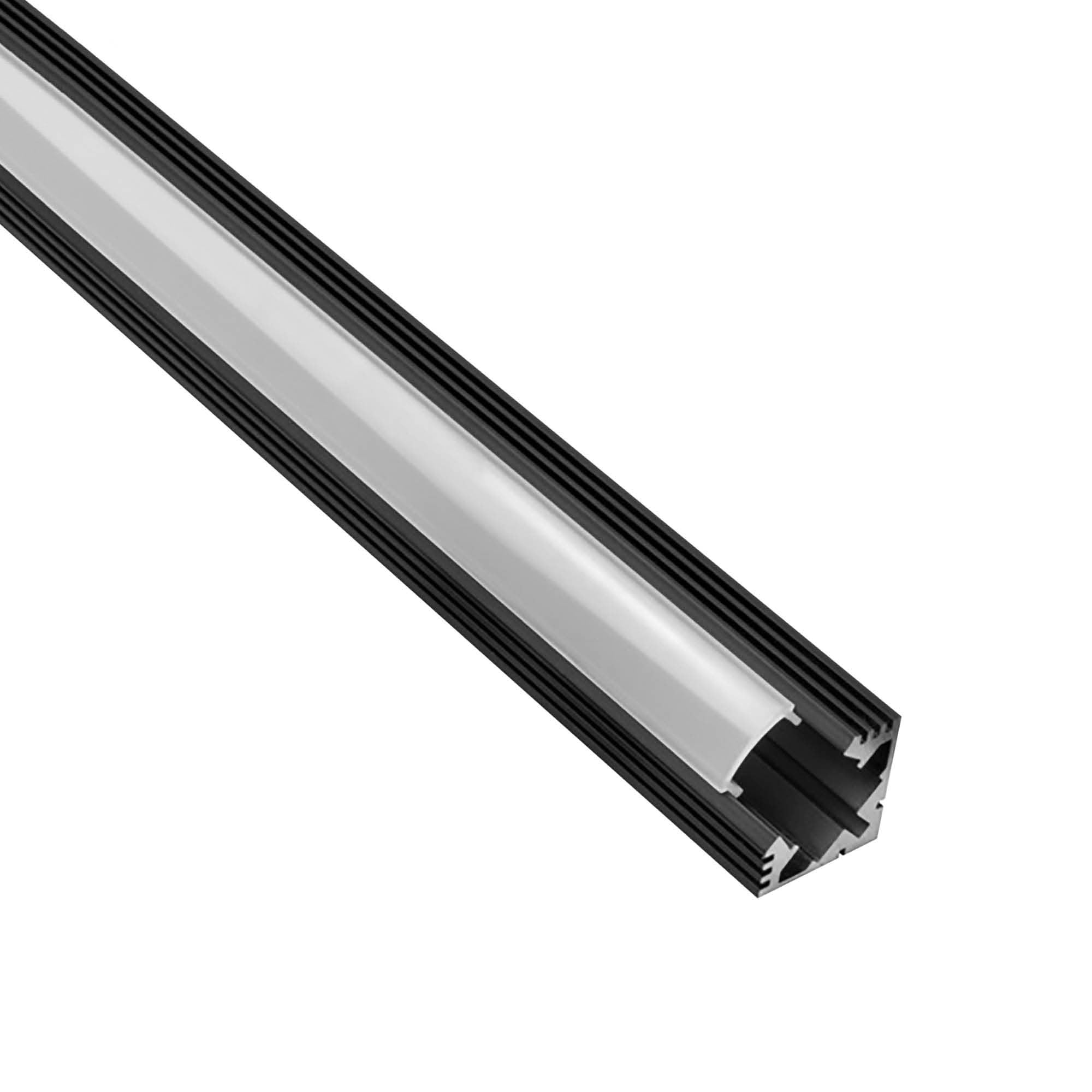 tktrading24 A19 LED Profil Schwarz mit Abdeckung - Premium Eckprofil 90° - 1m opal