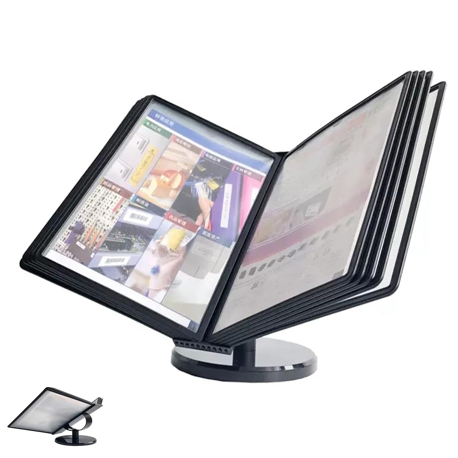Organizador de referencia for documentos escritorio con 10 carpetas, tamaño carta, soporte for pasar páginas A4, for oficina, restaurante, hotel, exhibición y almacenamiento