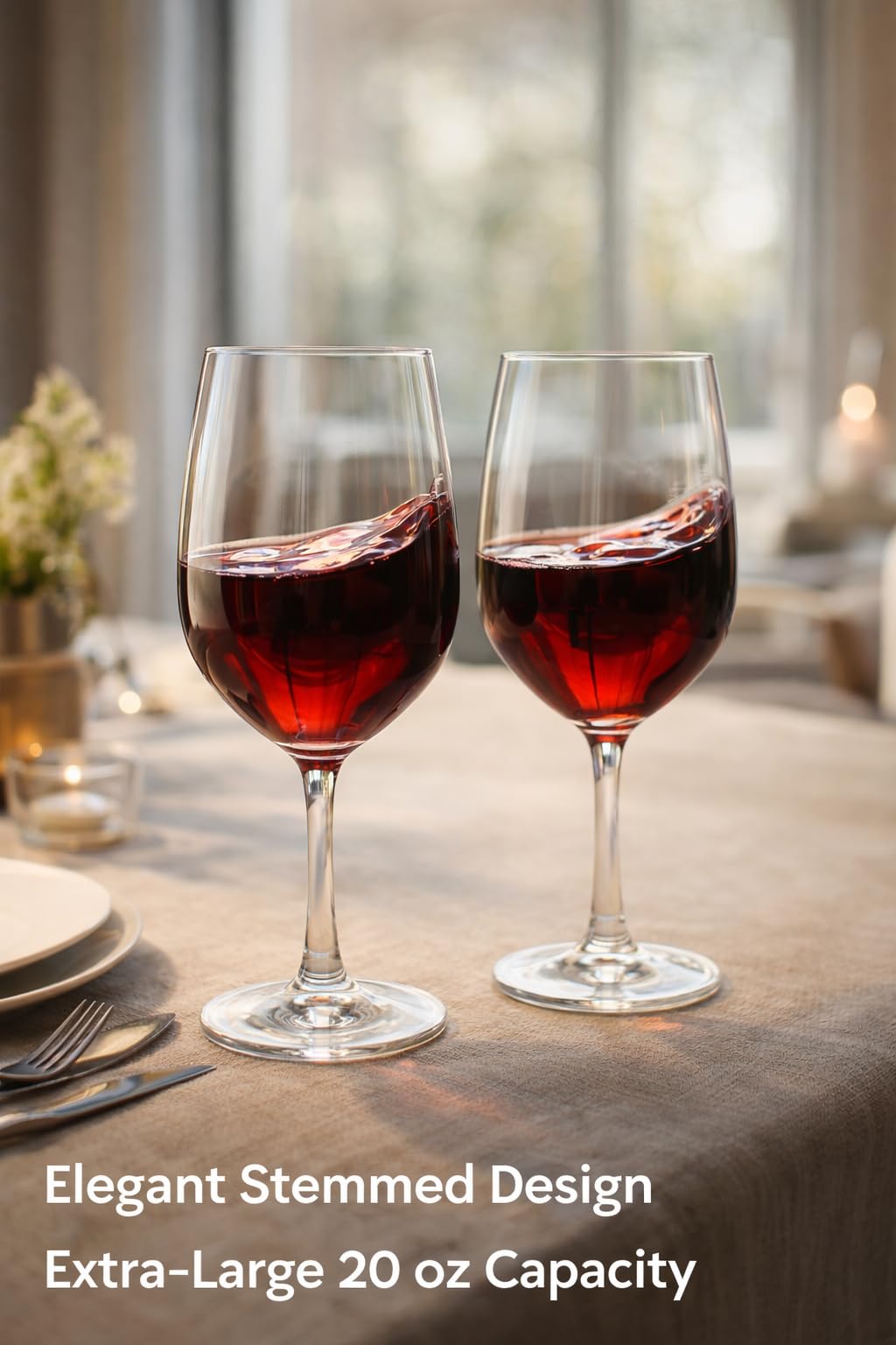 Copas de vino irrompibles con tallo, juego de 4 copas de vino de plástico (20 onzas) | 100% Tritan y libre de BPA | Ideal para piscina, playa, viajes y al aire libre, camping, picnic, tazas de