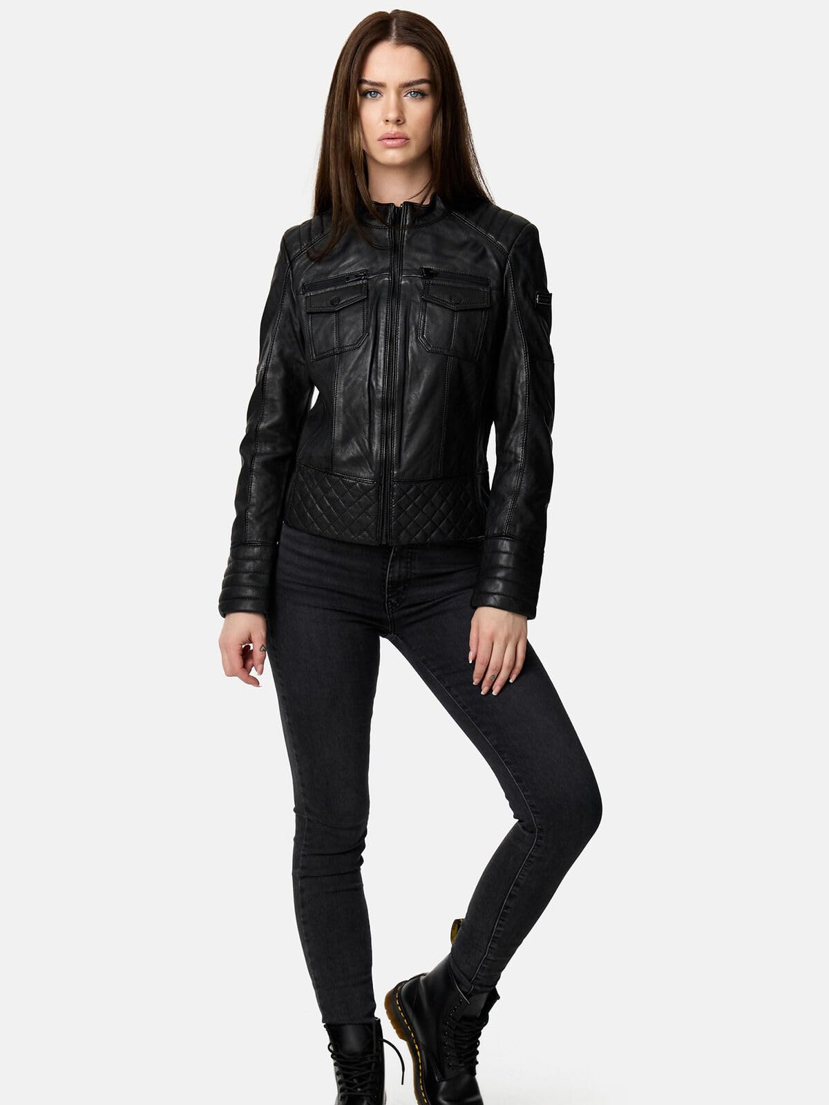 Tazzio Lederjacke Damen Leder Jacke Echtleder Biker Look F524