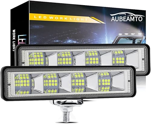 AUBEAMTO Barra de luz LED ATV de 6 pulgadas, 2 piezas de luz antiniebla de alto brillo de 12,000 lm, 72 W, vainas LED de 6000 K, luz de trabajo