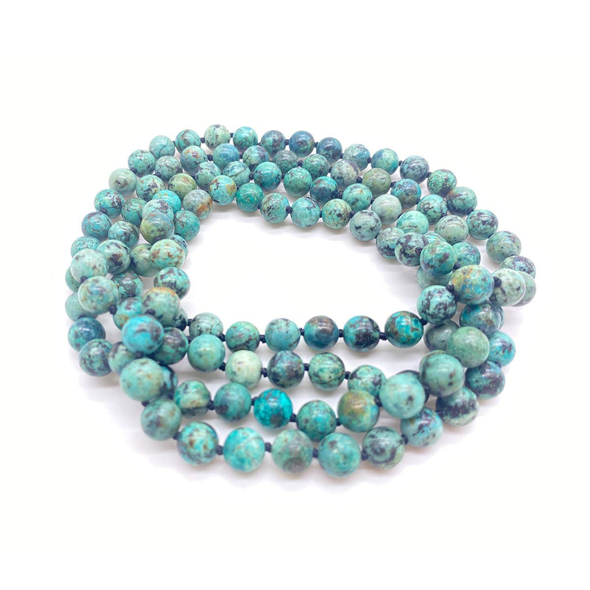 8mm Natural Stone Gemstone Multi-Layered Long Beaded Necklace 47 Inch Wrap Bracelet Handmade Jewelry Gift for Women Men