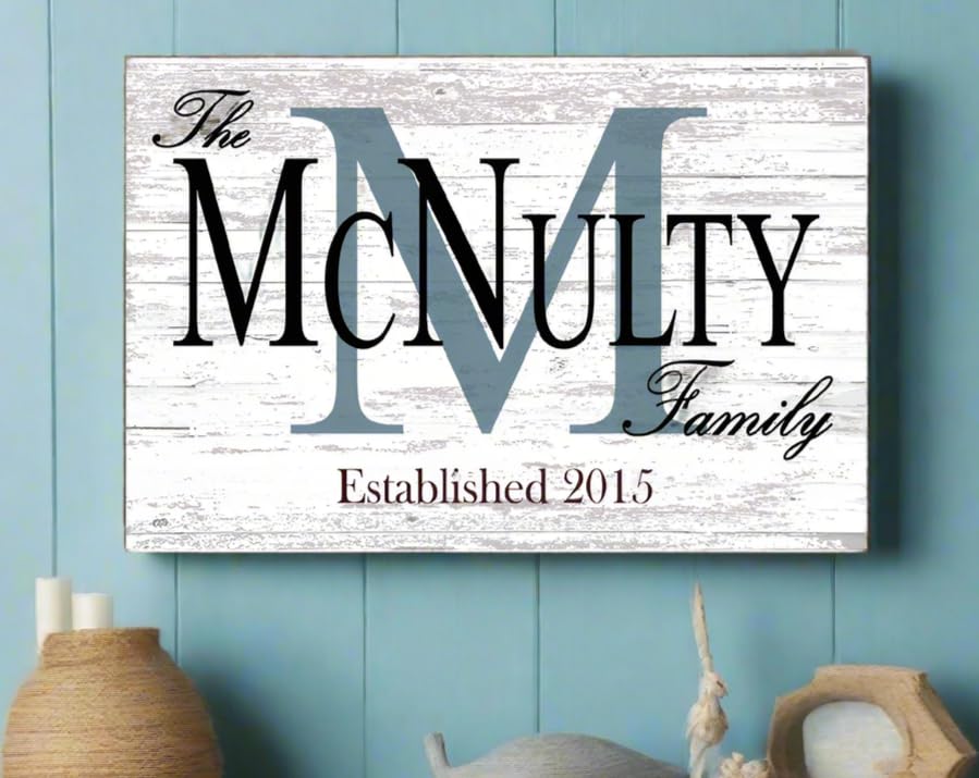 Wood Last Name Sign with Established Date Wedding Gift For Couple Est Monogram Custom New Home Present 165 X105 Monogram With Established Date