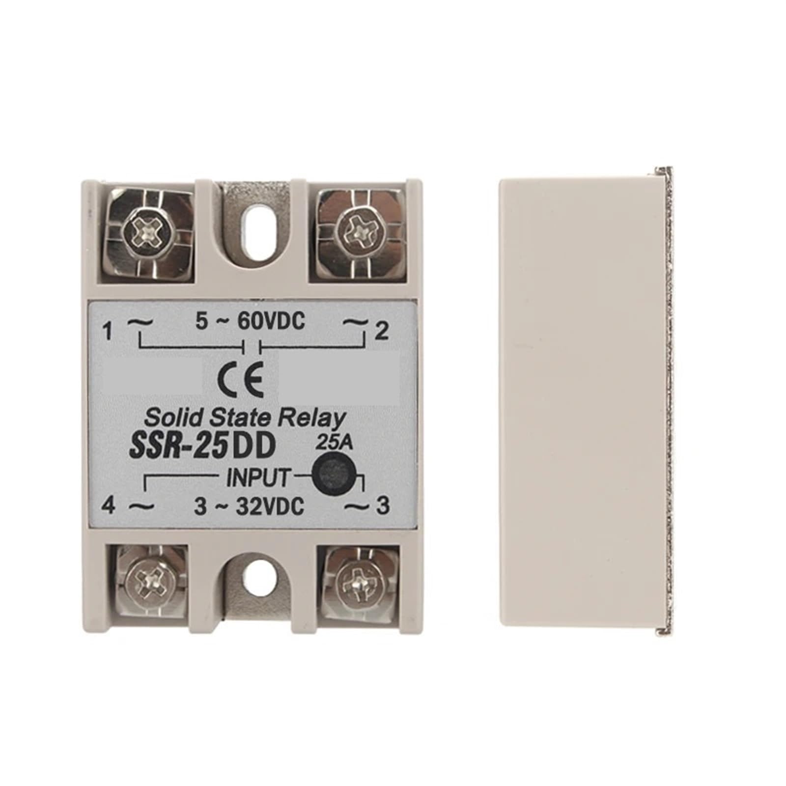 Relais monophasé SSR-25DD coque blanche isolante haute performance 5-60VDC