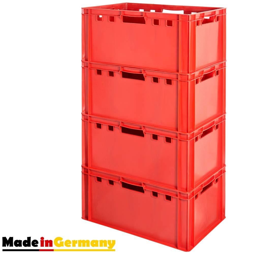 Fleischkiste E3 Fleischkiste Rot Fleischerkiste Fleischkisten Kiste Fleischkiste Eurobox Lebensmittelecht 60 x 40 Metzgerkiste Auswahl Kingpower, Anzahl:4