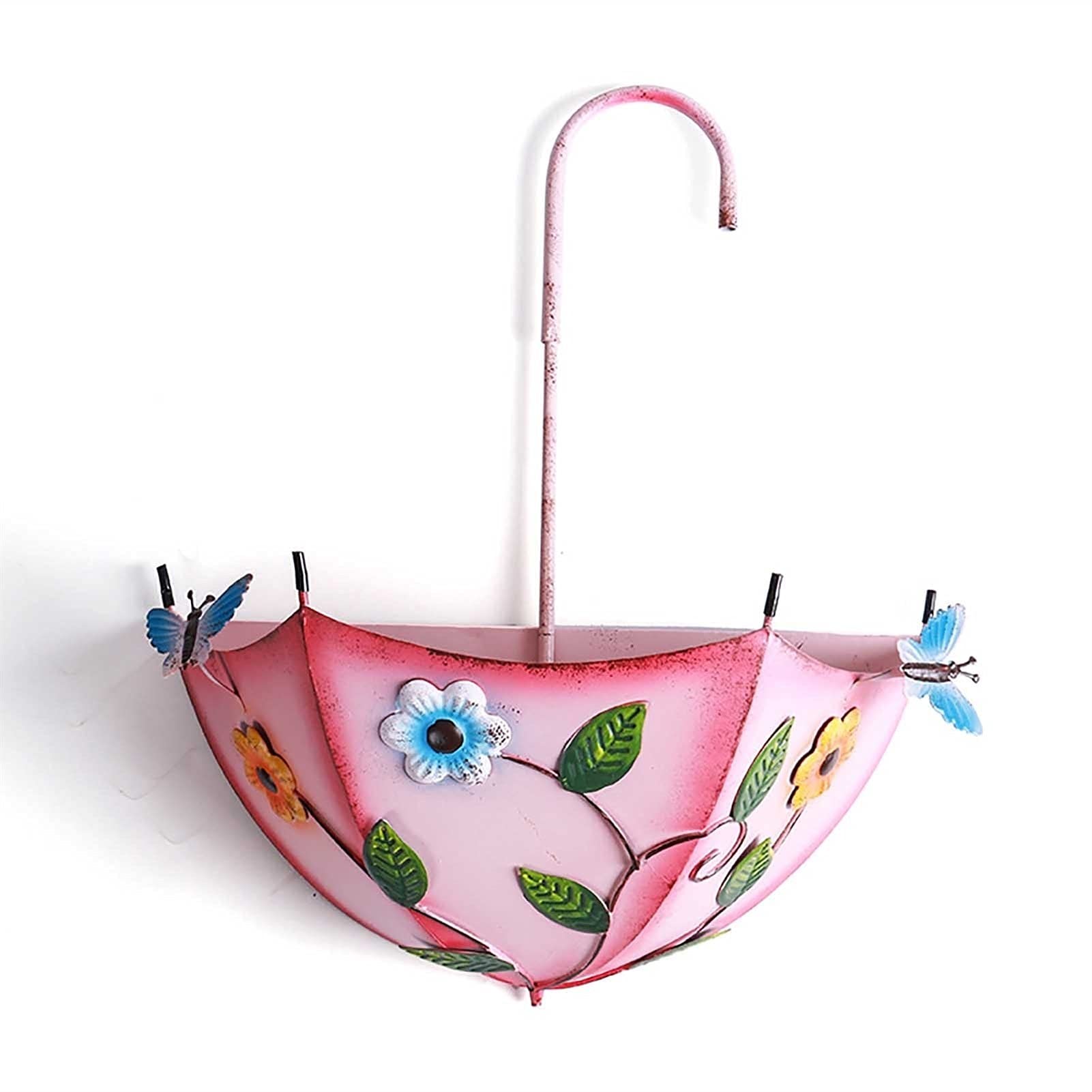 NGDFGR Garden Pots Creativity Iron Flower Pot Umbrella Hanging Basket Wall Mount Plant Pot Fashion Balcony Home Decor Plant Containers,A
