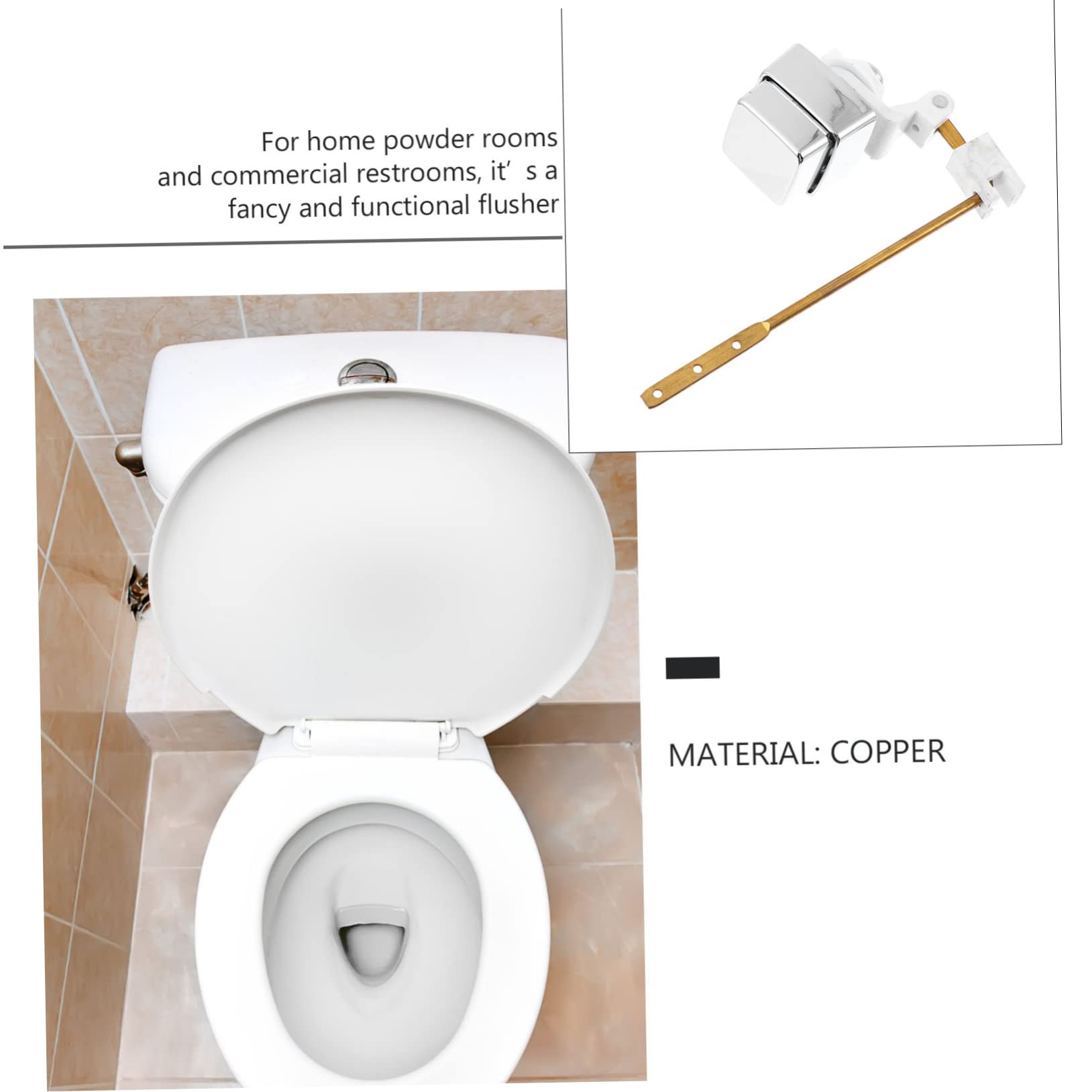 4 Pezzi Pulsante a Canna Rame Quadrata Leva Del Serbatoio Di Risciacquo Leva Del Serbatoio Del Gabinetto Toilette a Leva Pulsante Laterale Del Gabinetto Pulsante Sciacquone Argento