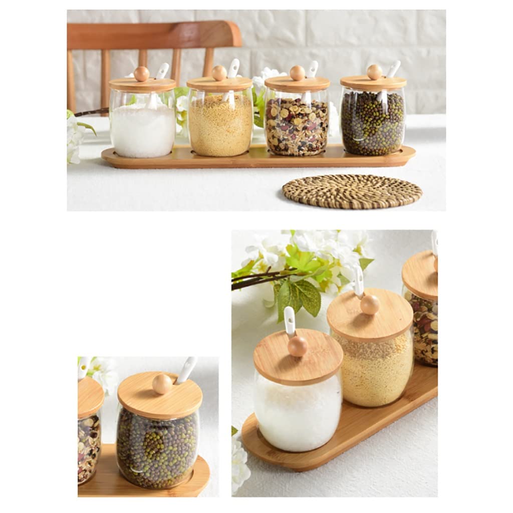 Gewürzdosen-Set aus Glas im europäischen Stil mit Tablett – Küchenaufbewahrung für Gewürze, schwarzen Tee und Salz – perfekt zum Verschönern und Verbessern Ihres kulinarischen Erlebnisses