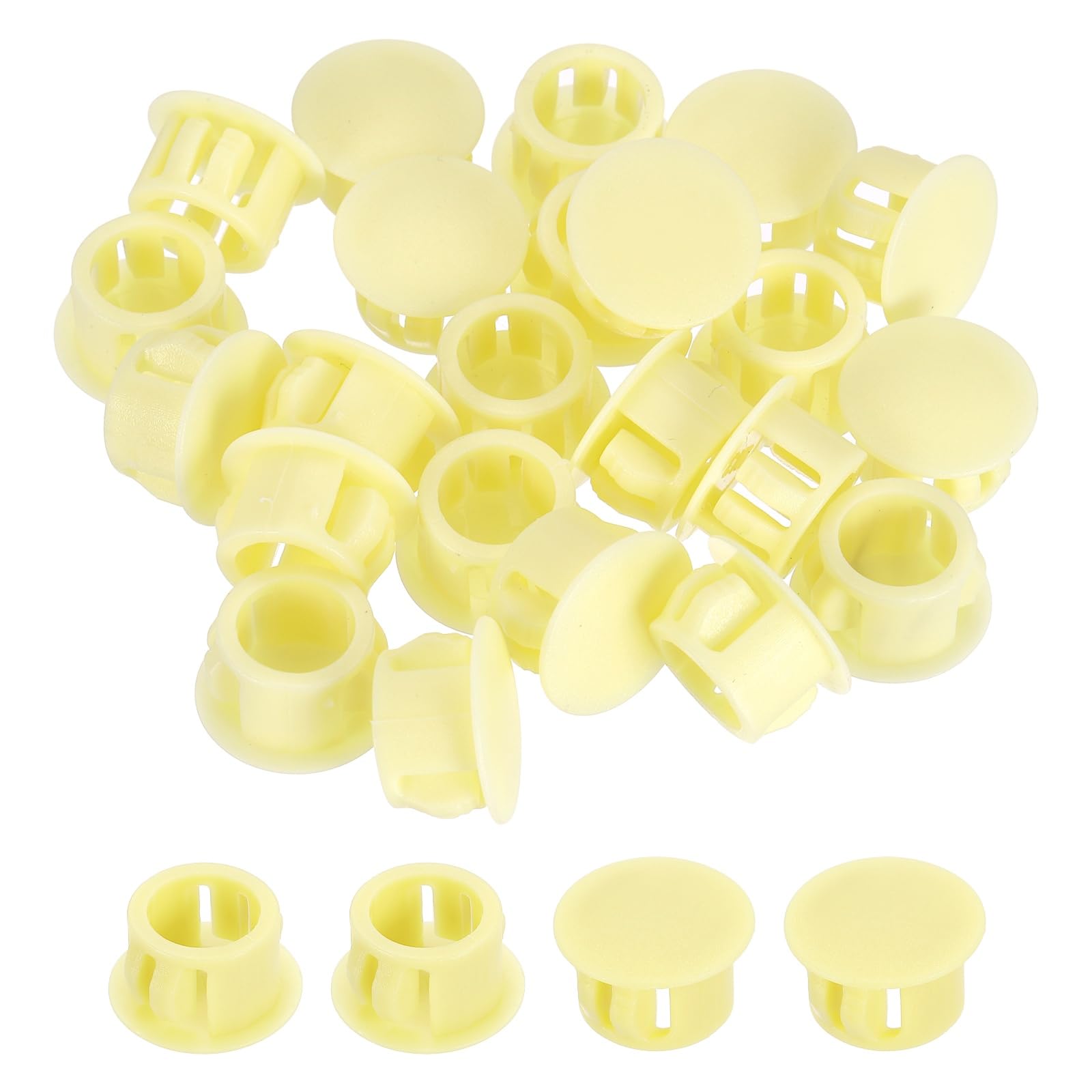 sourcing map Hole Plugs 100pcs 13mm(1/2-Inch) Plastic Plugs for Round Holes Flush Type for Furniture Cabinets Machines Hardware Fencing Post Pipe, Yellow