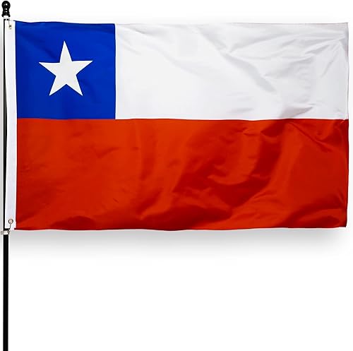 DANF - Bandera de Chile de poliéster de 3 x 5 pies de grosor, resistente a la decoloración, ojales de latón, cabecera de lona, banderas chilenas de