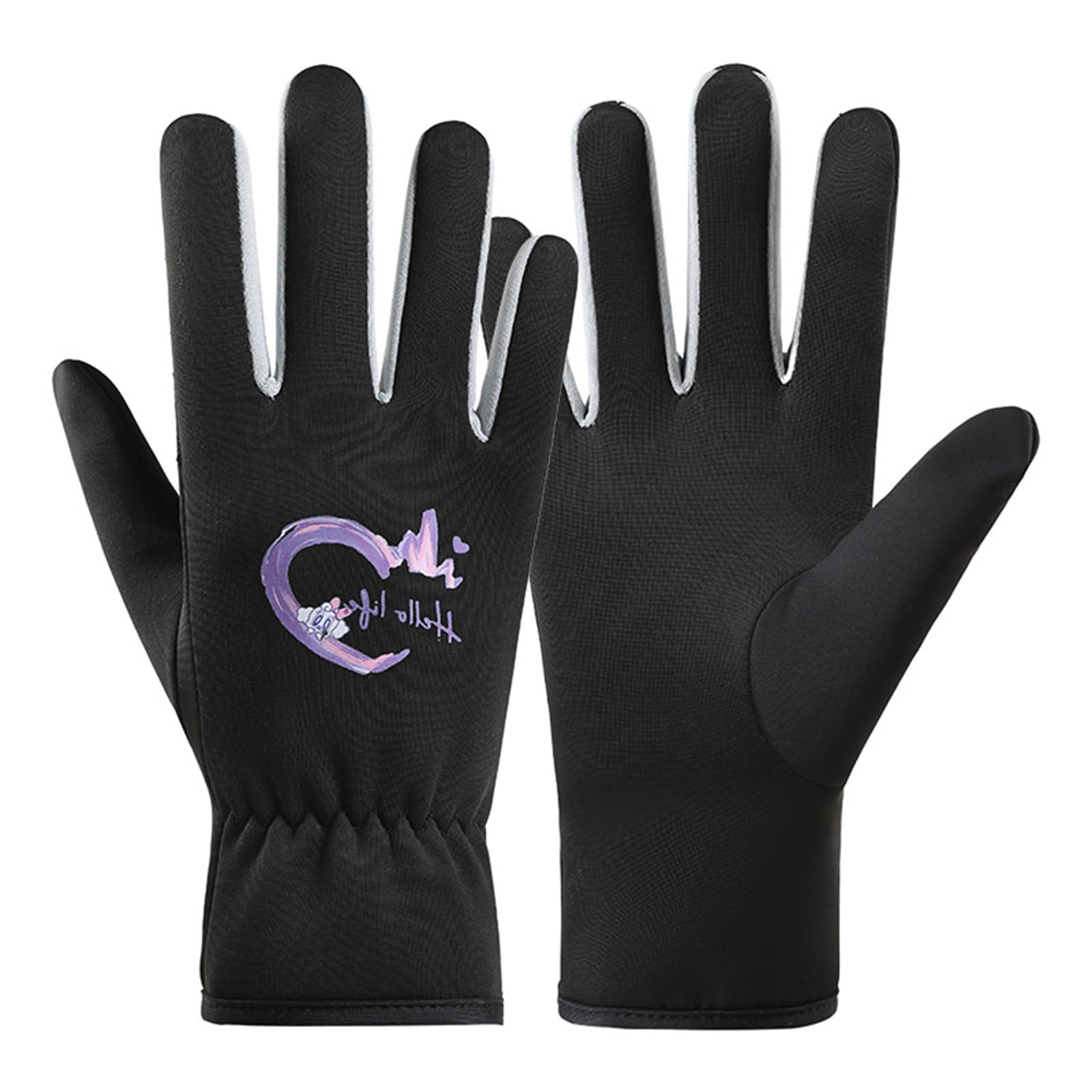 Kids Ski Gloves - Waterproof Heart Pattern Winter Gloves, Full Fingers Fleece-Lined for Warmth, Warm for Snow Toddler Boys and Girls 3-10Years Old, Black