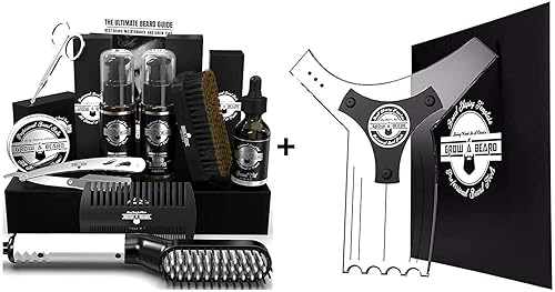 Kit de aseo alisador de barba para hombres, cepillo de barba, peine de doble cara, aceite de crecimiento sin perfume, bálsamo Chanel totalmente
