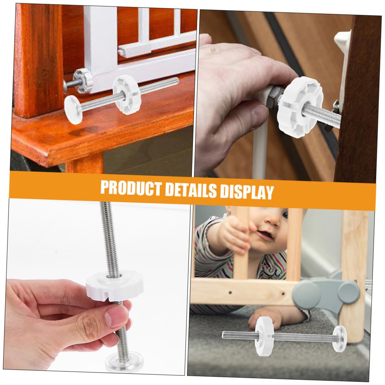 YARNOW 4 Ensembles Pièces De Balustrades De Porte Extra Large Porte Bébé Porte De Sécurité pour Bébé Assorti Accessoires Matériels Quincaillerie Alliage D'aluminium Blanche 5 Pièces * 4