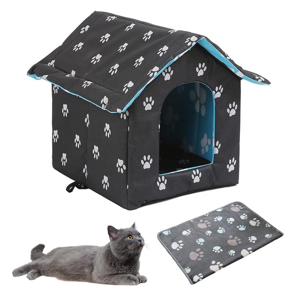 Casa Para Gatos Exterior Impermeable - 38x35x38 Cm, Plegable, Ideal Para Invierno Y Mascotas Pequeñas