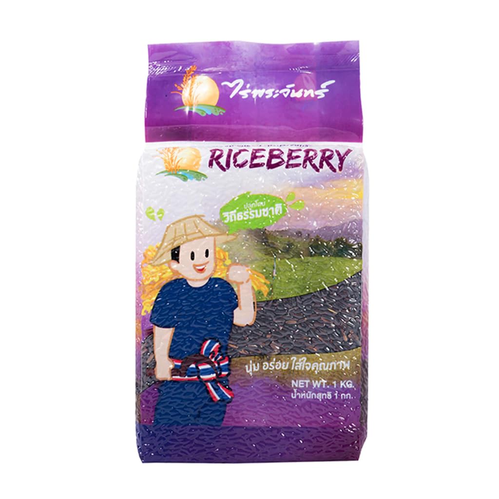 ไร่พระจันทร์ Premium Riceberry Rice - Whole Grain Purple Rice - Anthocyanin-Rich Thai Black Jasmine Variety - Non-GMO and Sustainably Grown