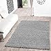 Produktbild T&T Design Shaggy Teppich Hochflor Langflor Teppiche Wohnzimmer Preishammer versch. Farben, Farbe:grau, Größe:Ø 200 cm Rund