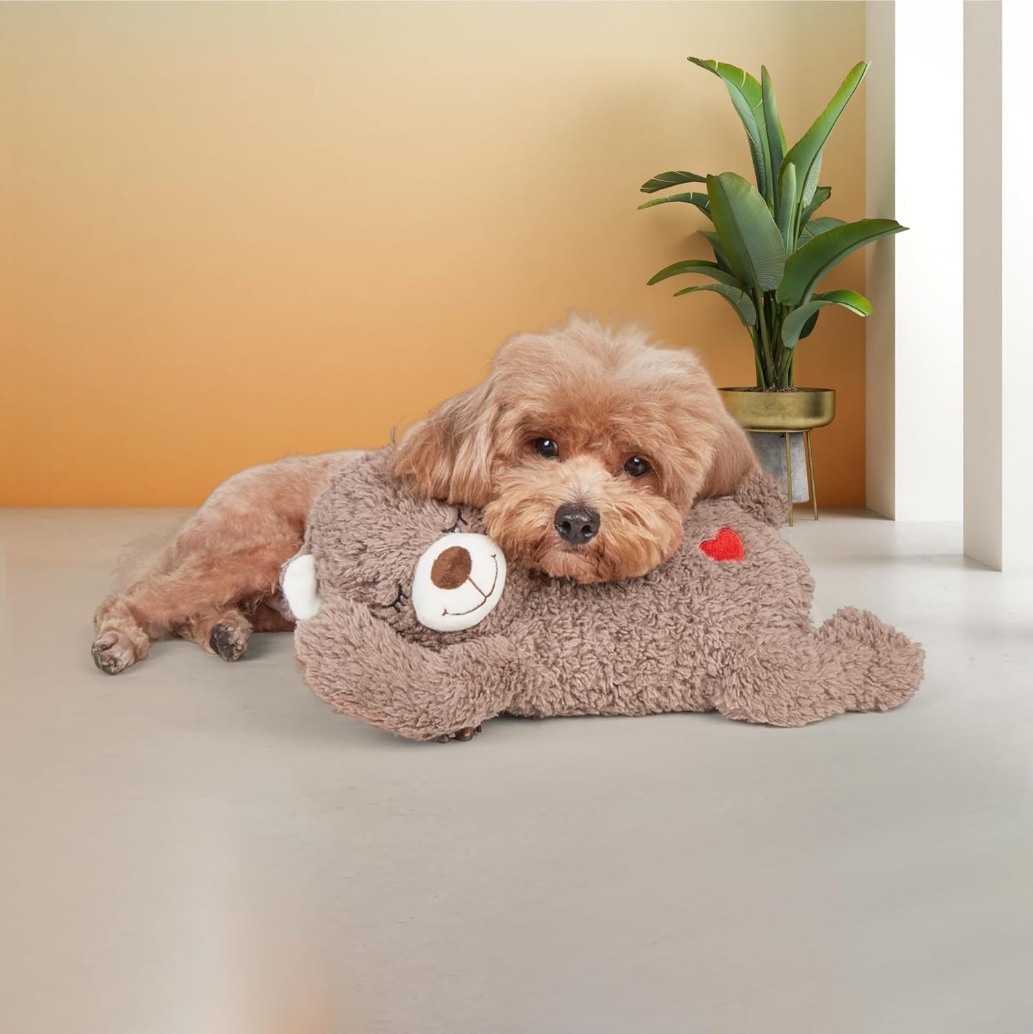 FOFOS Juguete de Latido del corazón para Cachorros: Juguete de Latido del corazón para aliviar la ansiedad por separación, Latido del corazón de Cachorro, Animal de Peluche, calmante para la ansiedad
