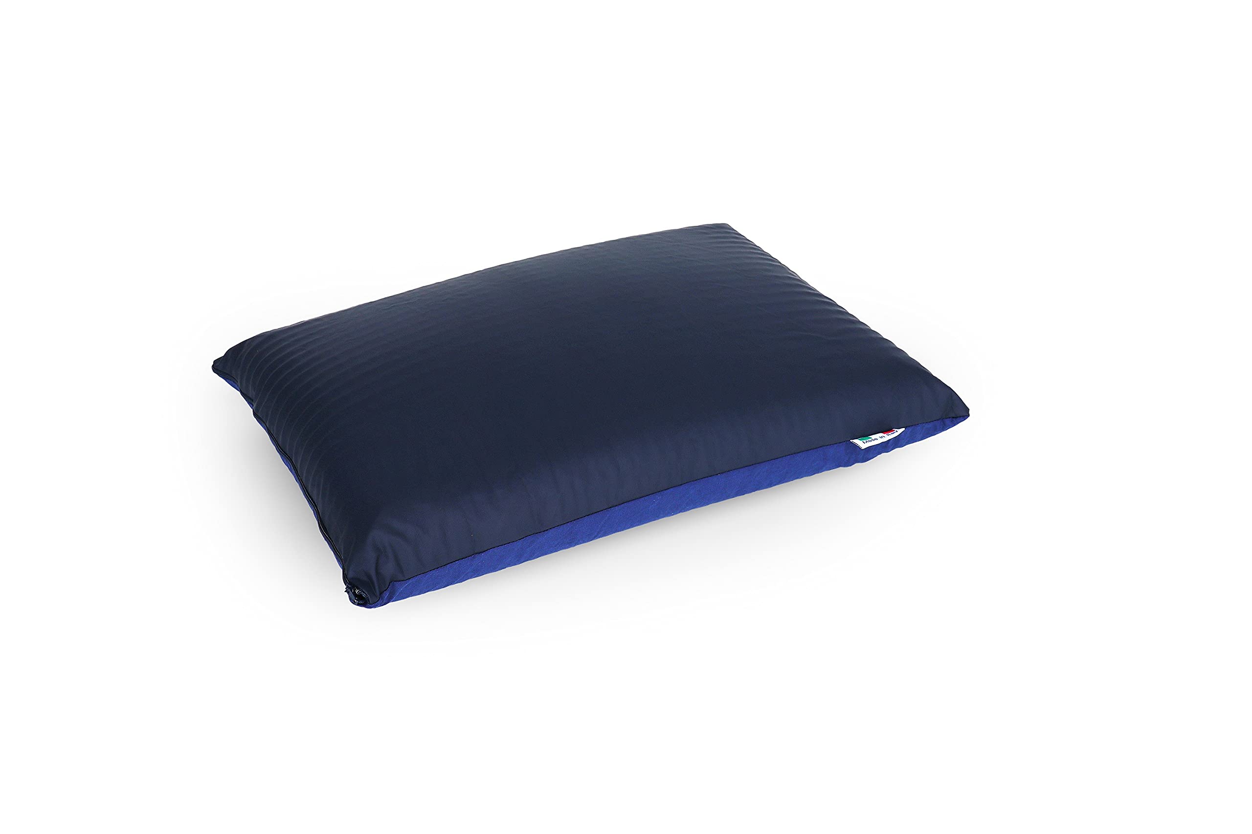 Talamo Italia Oreiller pour lit de camping, 100% Made in Italy, Oreiller en mousse à mémoire de forme avec housse imperméable et amovible, Facile à enrouler, 50x35xh13 cm